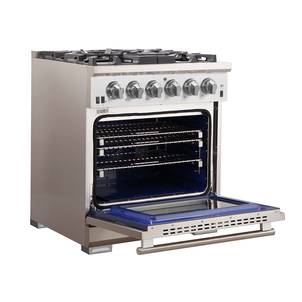 FORNO Capriasca 30″ 4.32 cu. ft. Gas Range with 5 Italian Burners in Stainless Steel, FFSGS6260-30