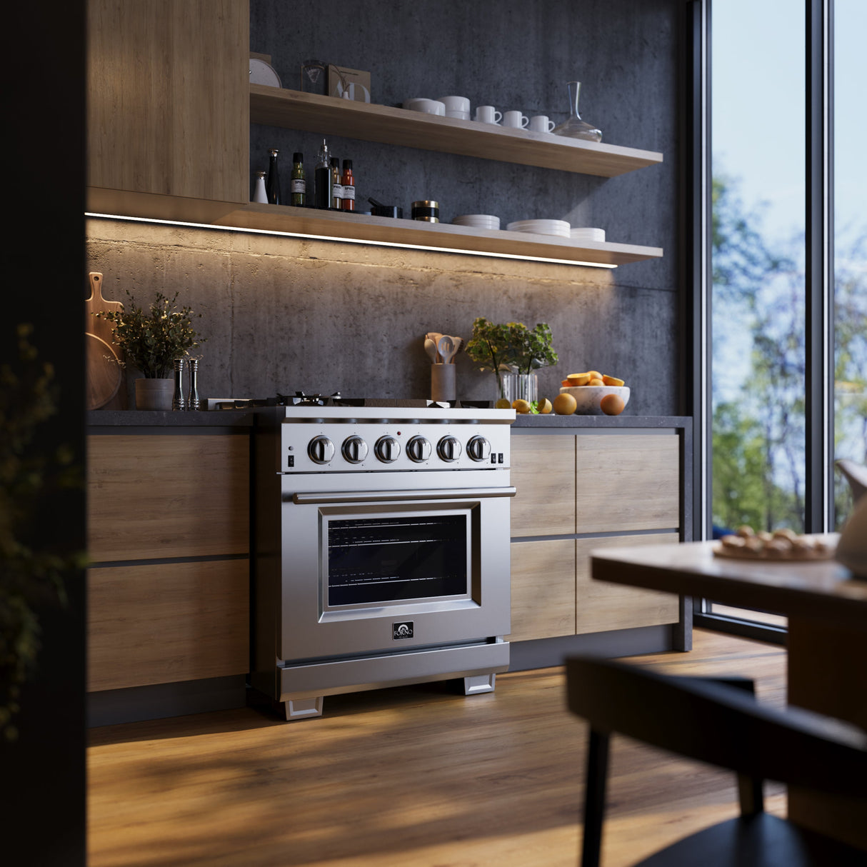 FORNO Capriasca 30″ 4.32 cu. ft. Gas Range with 5 Italian Burners in Stainless Steel, FFSGS6260-30