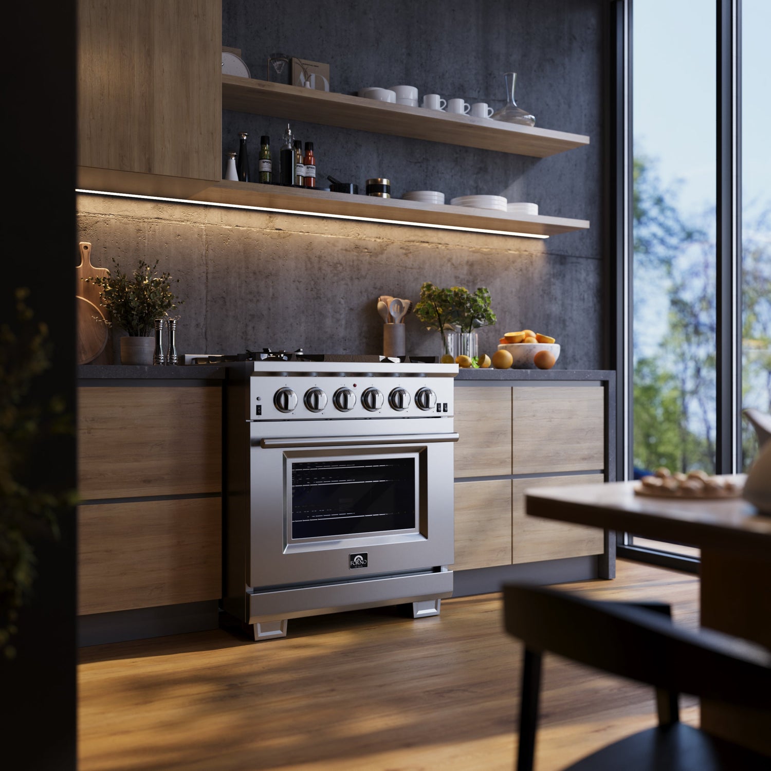 FORNO Capriasca 30″ 4.32 cu. ft. Gas Range with 5 Italian Burners in Stainless Steel, FFSGS6260-30