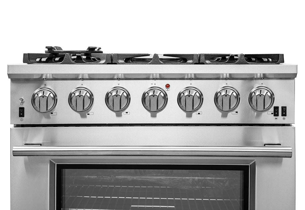 FORNO Capriasca 36" 5.36 cu. ft. Gas Range with 6 Italian Burners in Stainless Steel, FFSGS6260-36