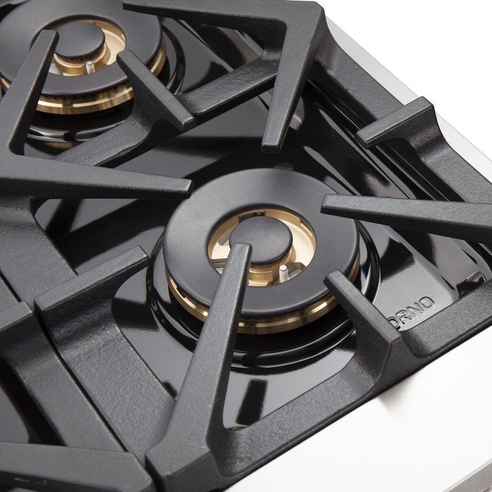 FORNO Capriasca 48″ 6.58 cu. ft. Gas Range with 8 Italian Burners in Stainless Steel, FFSGS6260-48