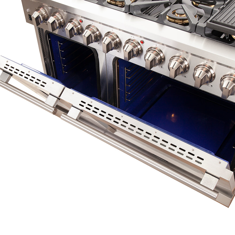 FORNO Capriasca 48″ 6.58 cu. ft. Gas Range with 8 Italian Burners in Stainless Steel, FFSGS6260-48