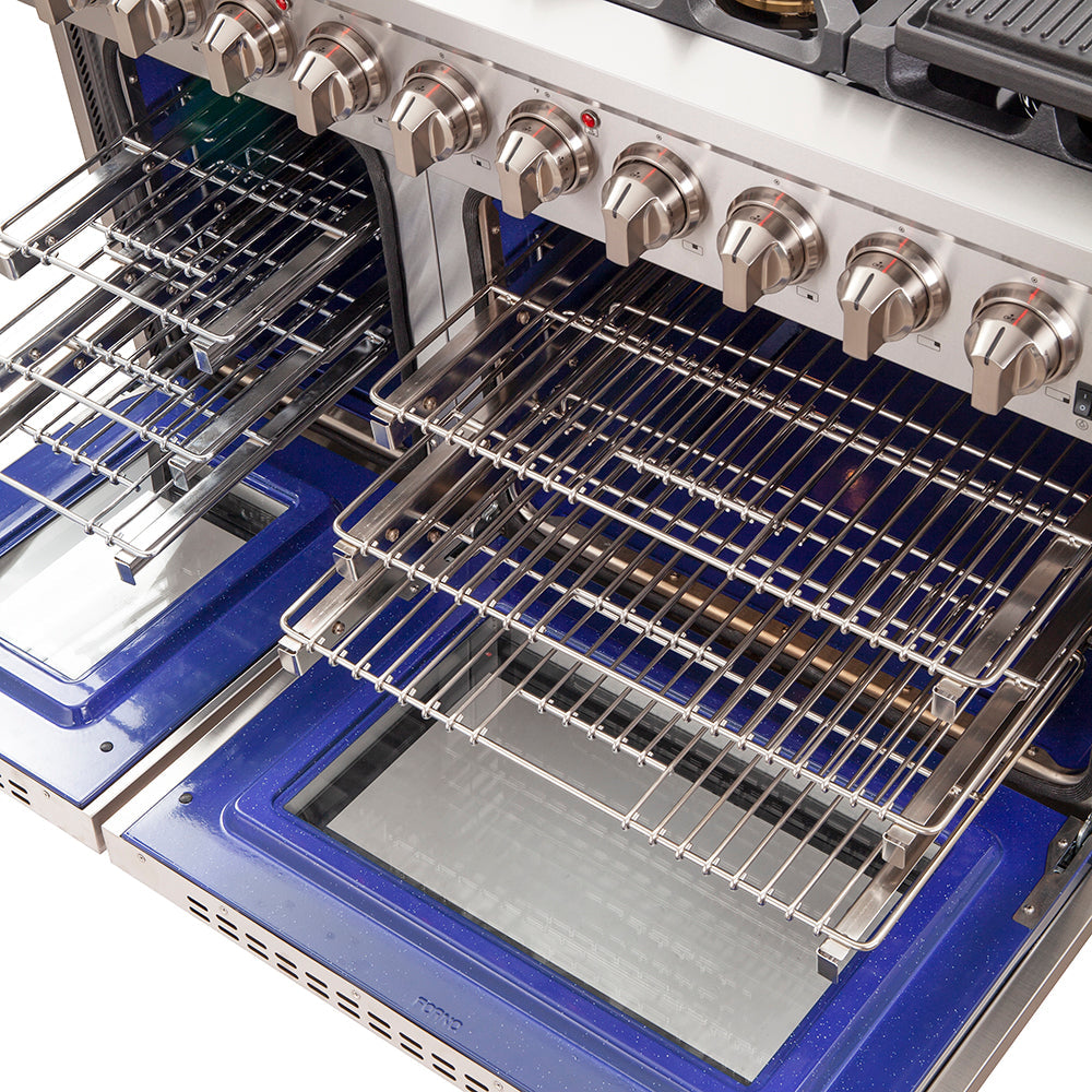 FORNO Capriasca 48″ 6.58 cu. ft. Gas Range with 8 Italian Burners in Stainless Steel, FFSGS6260-48