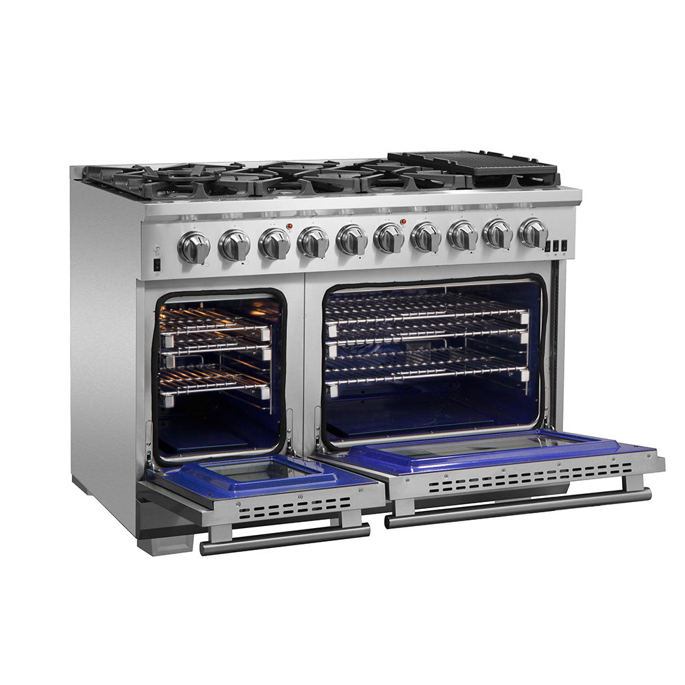 FORNO Capriasca 48″ 6.58 cu. ft. Gas Range with 8 Italian Burners in Stainless Steel, FFSGS6260-48