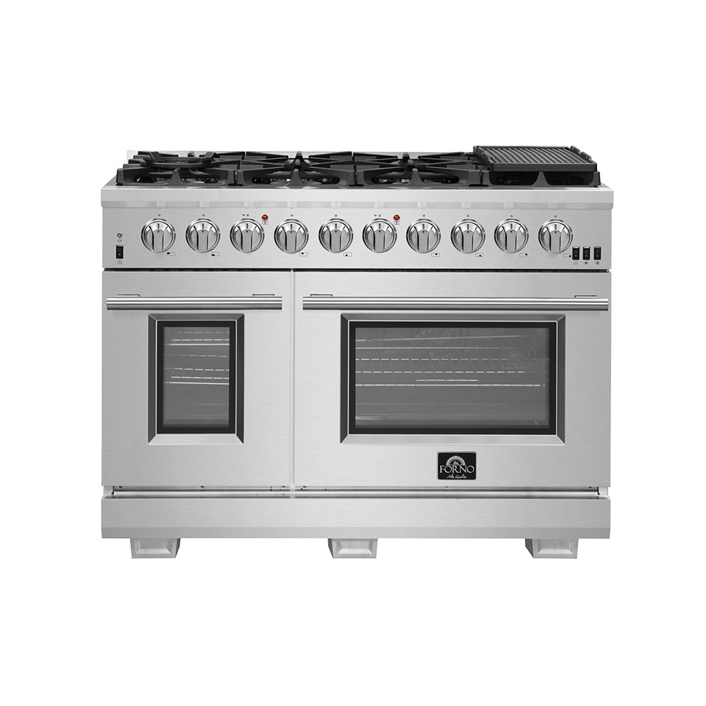 FORNO Capriasca 48″ 6.58 cu. ft. Gas Range with 8 Italian Burners in Stainless Steel, FFSGS6260-48