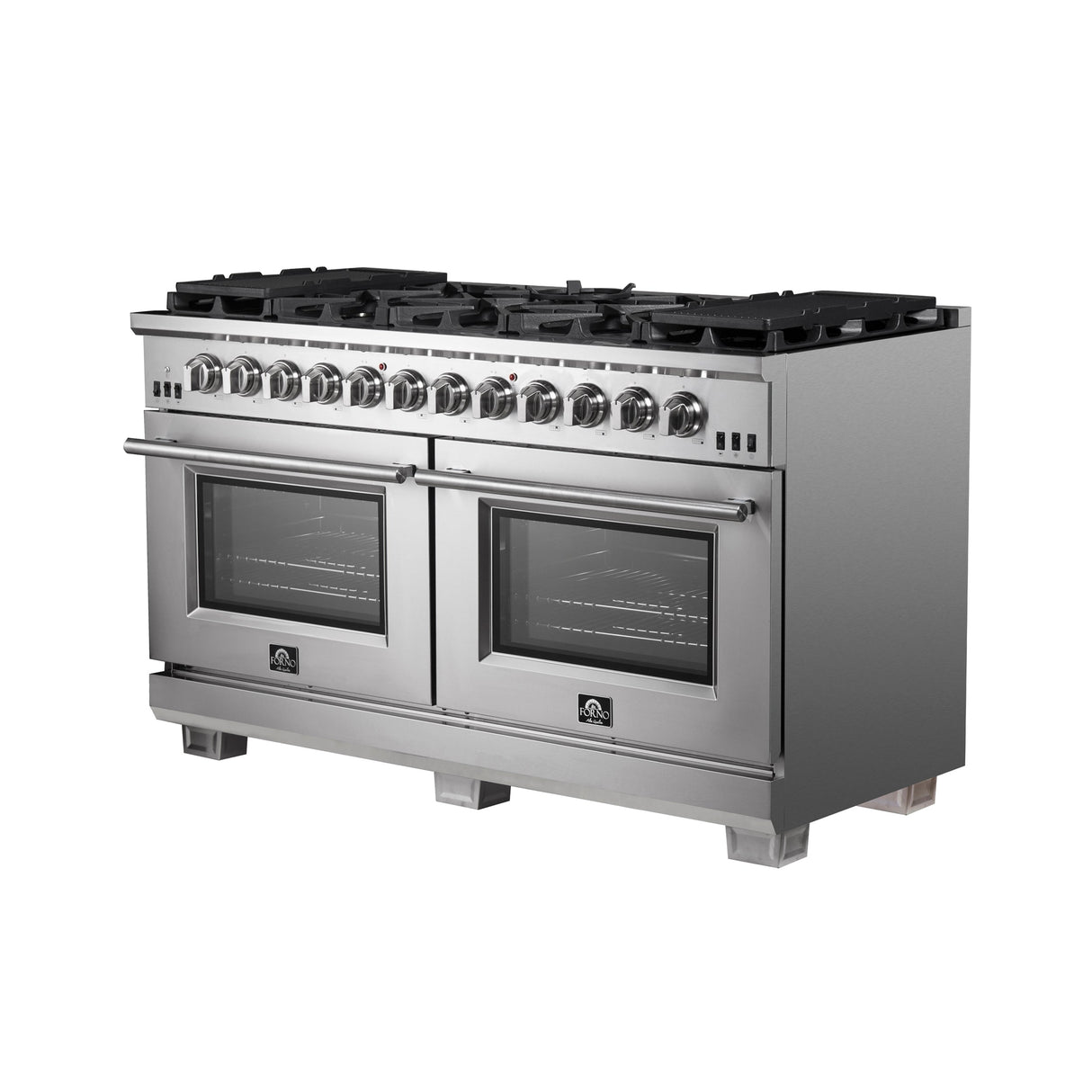 FORNO Capriasca 60″ 8.64 cu. ft. Gas Range with 10 Italian Burners in Stainless Steel, FFSGS6260-60