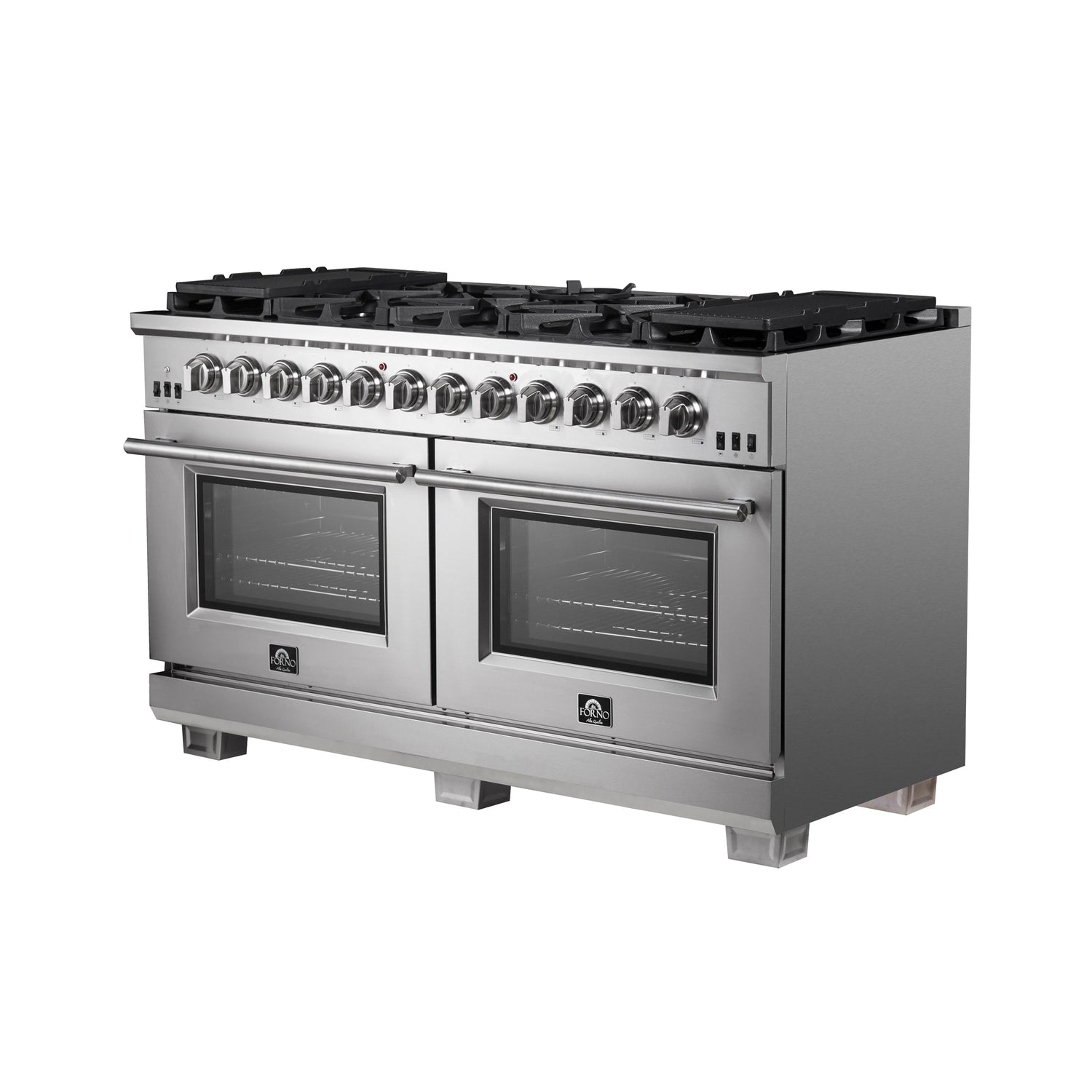 FORNO Capriasca 60″ 8.64 cu. ft. Gas Range with 10 Italian Burners in Stainless Steel, FFSGS6260-60