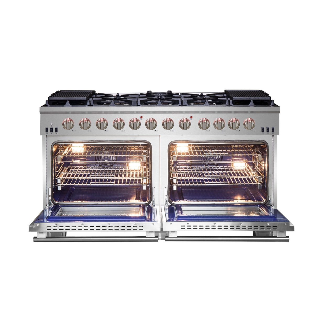 FORNO Capriasca 60″ 8.64 cu. ft. Gas Range with 10 Italian Burners in Stainless Steel, FFSGS6260-60
