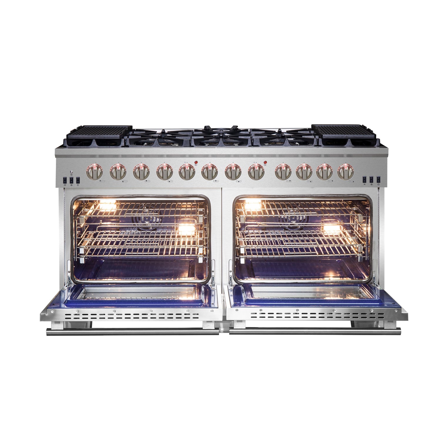 FORNO Capriasca 60″ 8.64 cu. ft. Gas Range with 10 Italian Burners in Stainless Steel, FFSGS6260-60