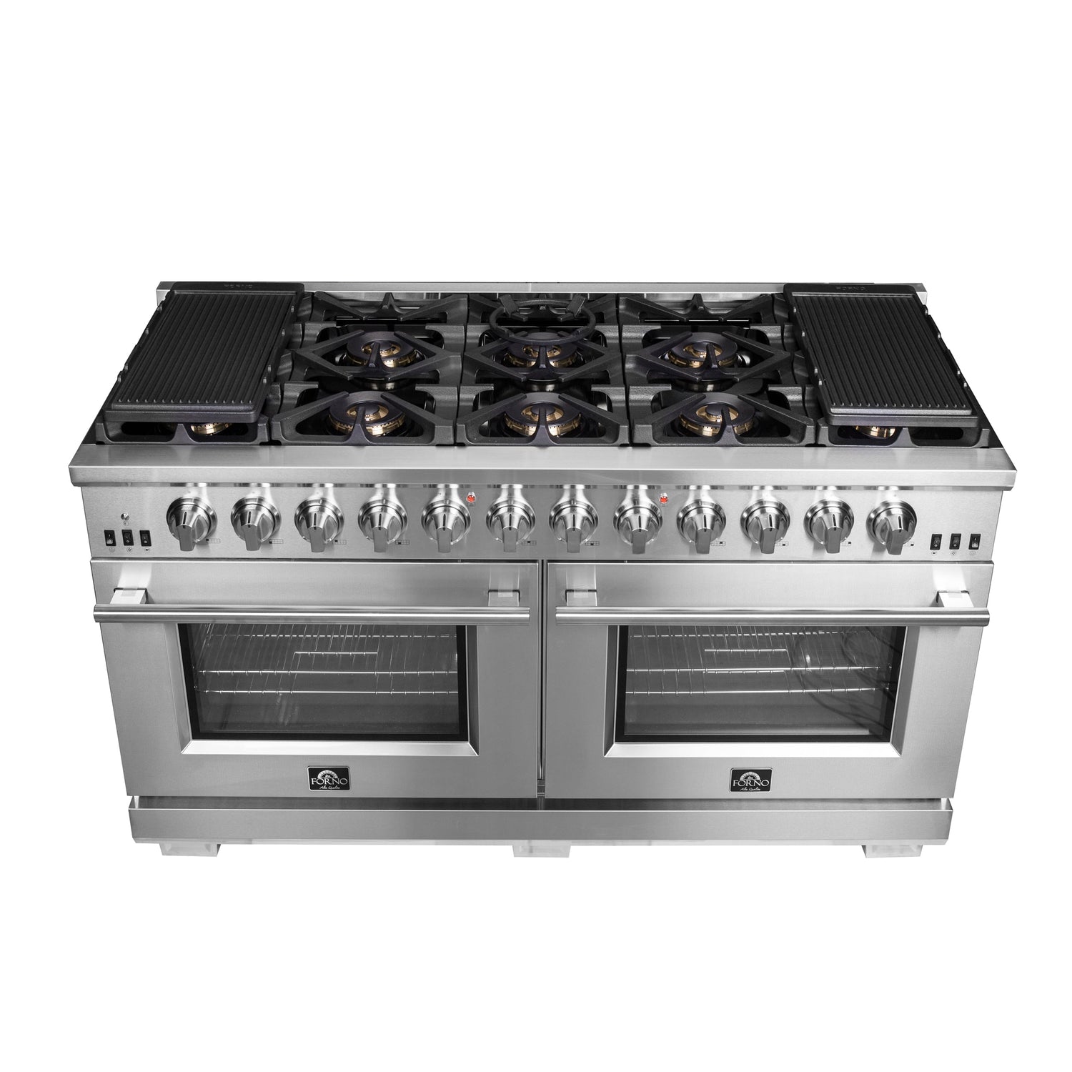 FORNO Capriasca 60″ 8.64 cu. ft. Gas Range with 10 Italian Burners in Stainless Steel, FFSGS6260-60