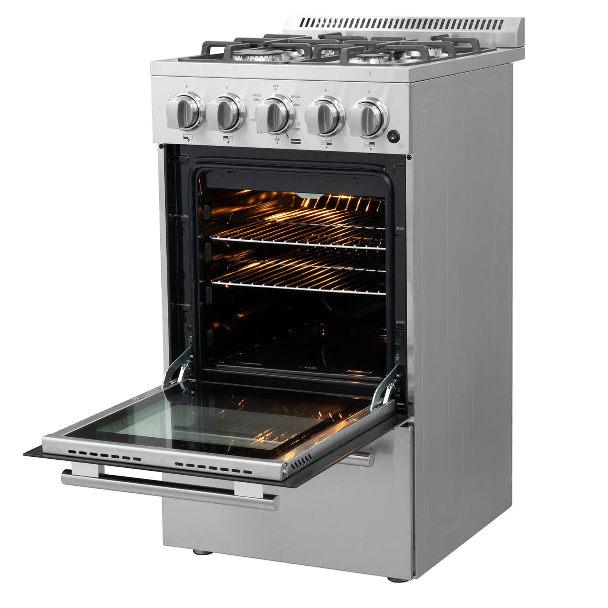 FORNO Lamazze 20" 2.05 cu. ft. Freestanding Gas Range with 4 Sealed Burners in Stainless Steel, FFSGS6265-20