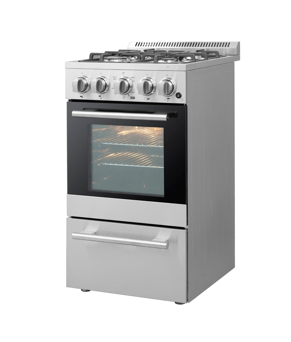 FORNO Lamazze 20" 2.05 cu. ft. Freestanding Gas Range with 4 Sealed Burners in Stainless Steel, FFSGS6265-20