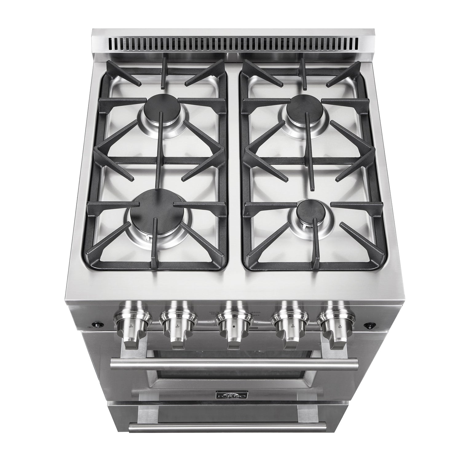 FORNO Breno 24" 2.3 cu. ft. Freestanding Gas Range with 4 Sealed Burners in Stainless Steel, FFSGS6272-24