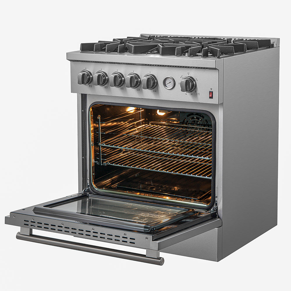 FORNO Giovanni 30" 4.32 cu. ft. Gas Range with 5 Sealed Burners, Air Fry Basket, Wok Support and Griddle, FFSGS6274-30