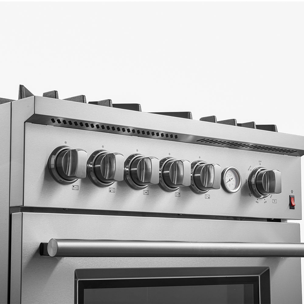FORNO Giovanni 30" 4.32 cu. ft. Gas Range with 5 Sealed Burners, Air Fry Basket, Wok Support and Griddle, FFSGS6274-30