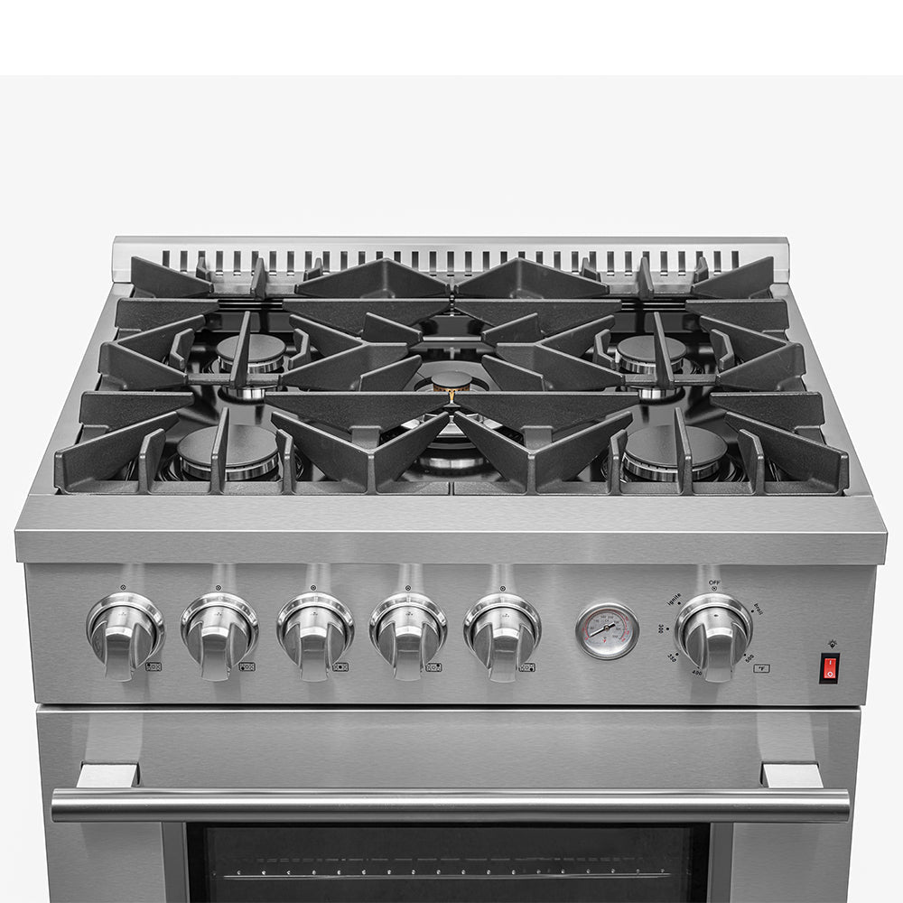 FORNO Giovanni 30" 4.32 cu. ft. Gas Range with 5 Sealed Burners, Air Fry Basket, Wok Support and Griddle, FFSGS6274-30