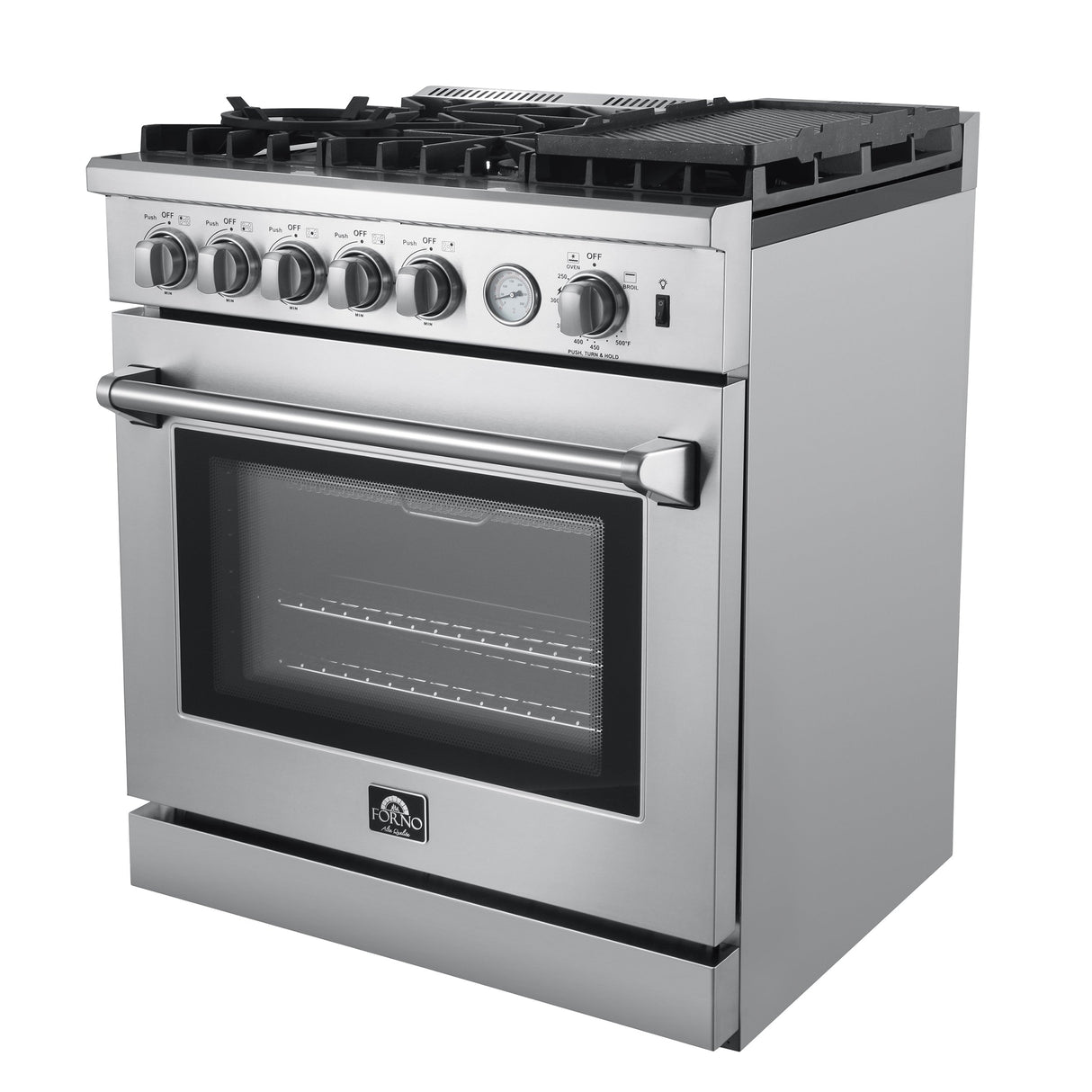 FORNO Lazio 30" 4.3 cu. ft. Gas Range with 5 Sealed Burners, Air Fryer and Griddle, FFSGS6276-30
