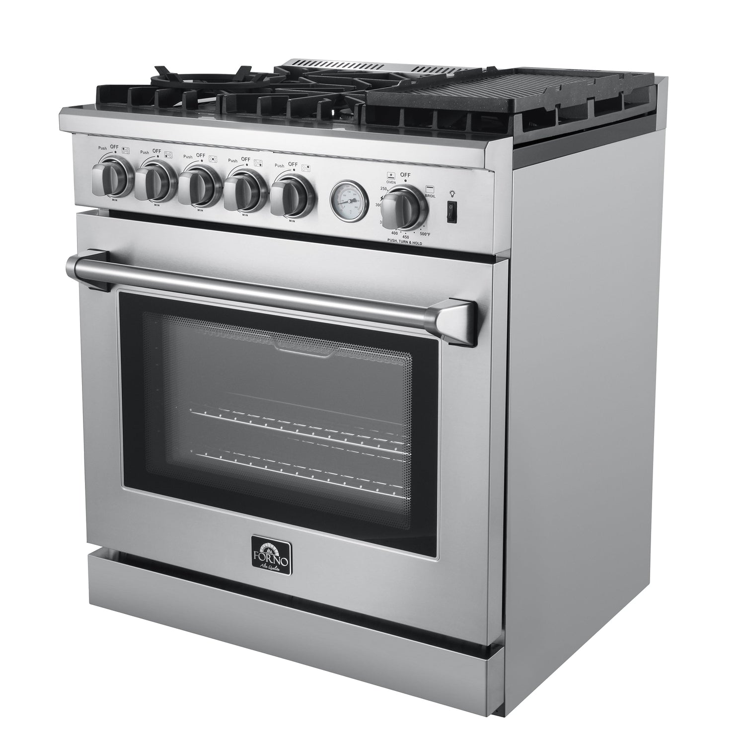 FORNO Appliance Package - 30" Gas Range with Airfryer, Range Hood, 36" Refrigerator, AP-FFSGS6276-30-10