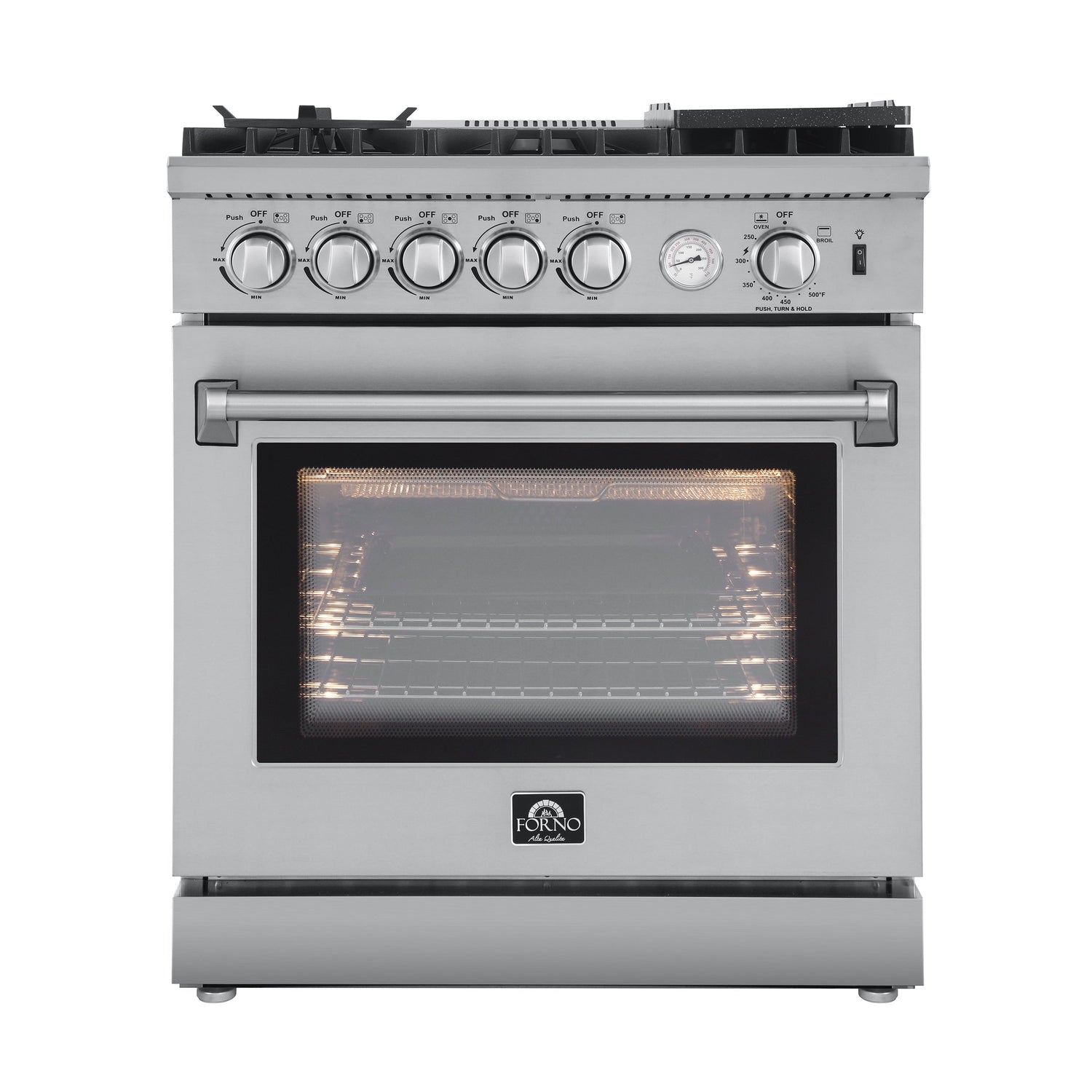 FORNO Appliance Package - 30" Gas Range with Airfryer, Range Hood, 36" Refrigerator, Dishwasher, Microwave Drawer, Wine Cooler, AP-FFSGS6276-30-13