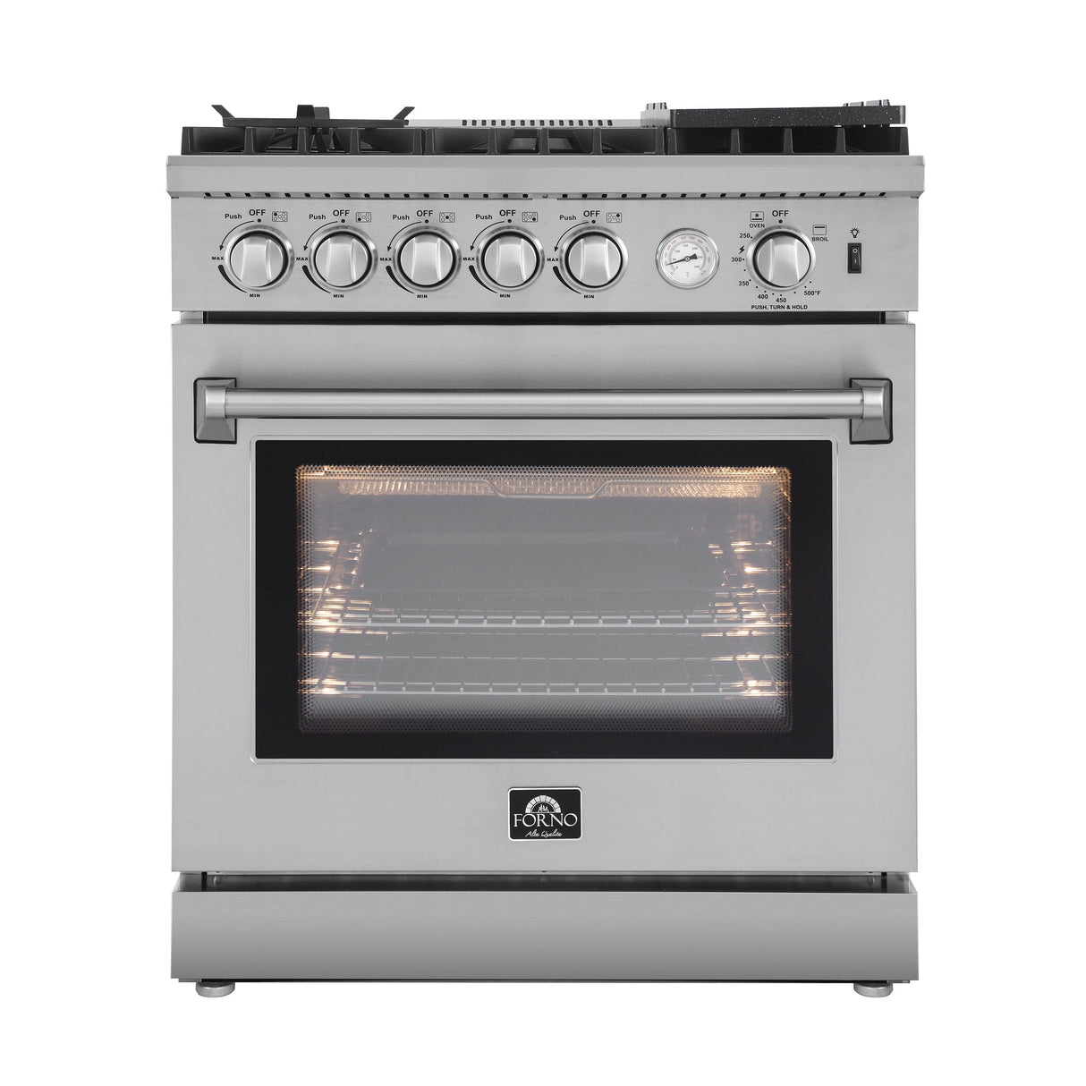 FORNO Appliance Package - 30" Gas Range with Airfryer, Range Hood, 36" Refrigerator, Dishwasher, Microwave Drawer, AP-FFSGS6276-30-12
