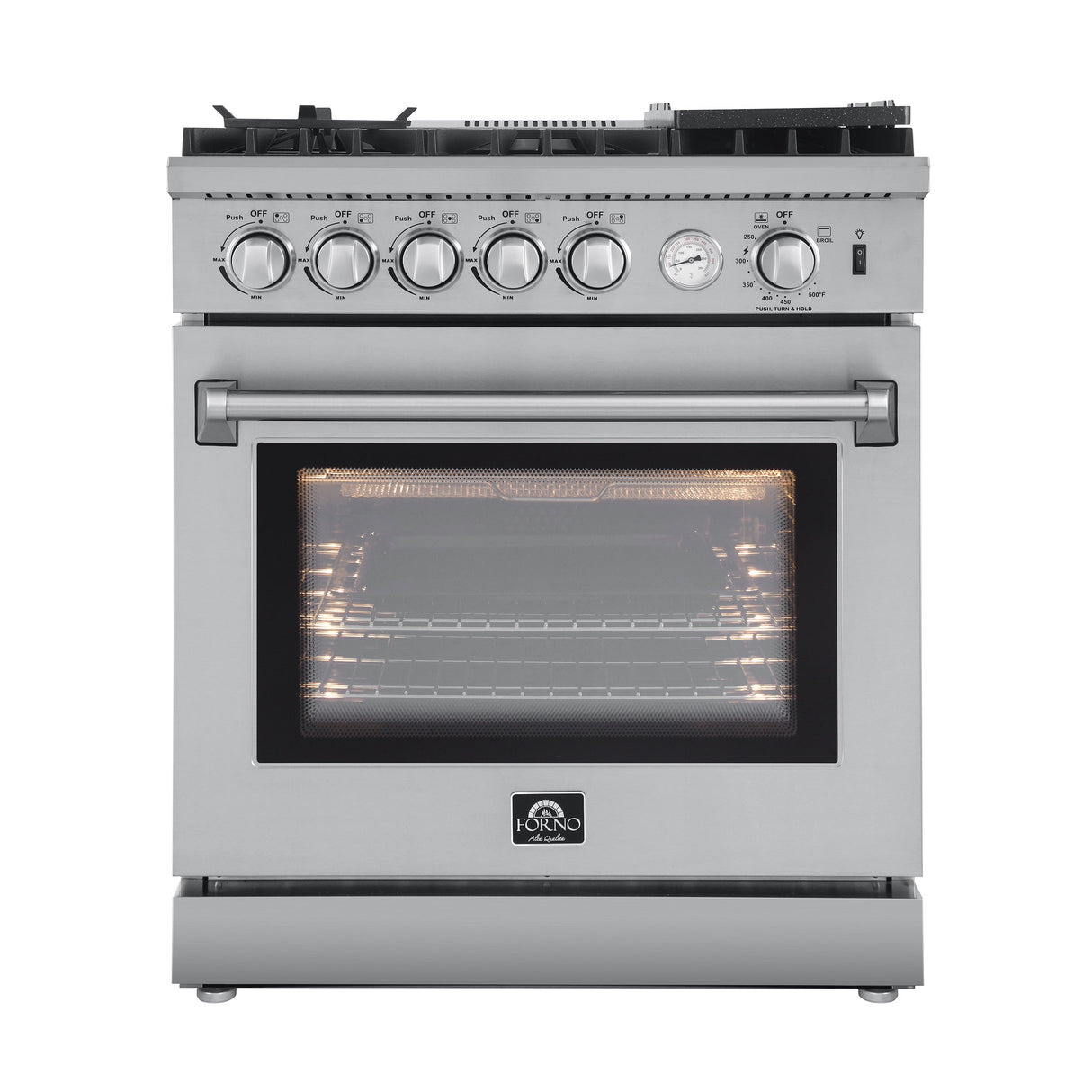 FORNO Lazio 30" 4.3 cu. ft. Gas Range with 5 Sealed Burners, Air Fryer and Griddle, FFSGS6276-30
