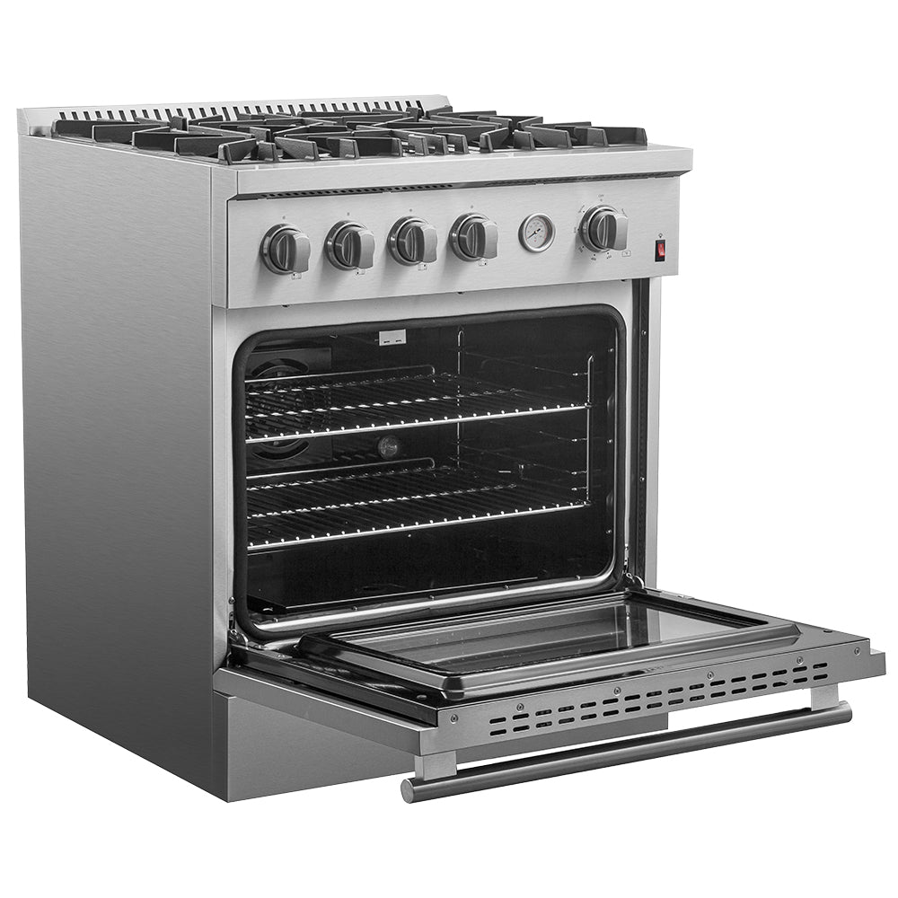 FORNO Marco 30" 4.32 cu.ft. Gas Range with 4 Burners and Built-In Temperature Gauge, FFSGS6277-30