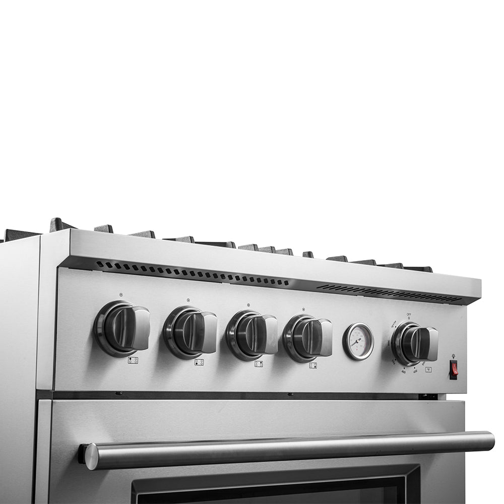 FORNO Marco 30" 4.32 cu.ft. Gas Range with 4 Burners and Built-In Temperature Gauge, FFSGS6277-30