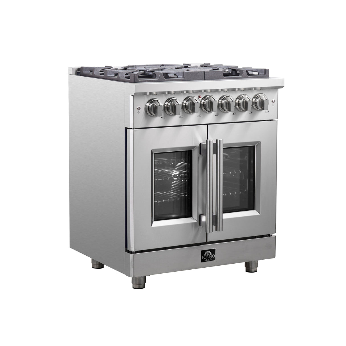 FORNO Massimo 30″ 4.32 cu. ft. Freestanding French Door Dual Fuel Range with 5 Burners, FFSGS6325-30
