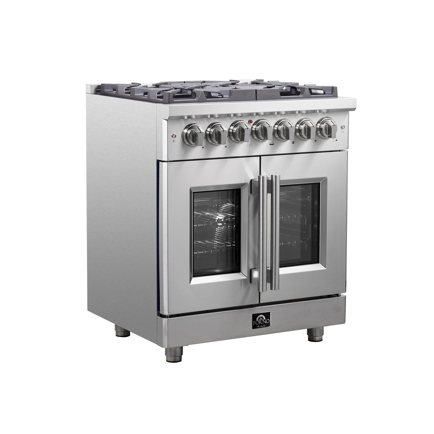 FORNO Massimo 30″ 4.32 cu. ft. Freestanding French Door Dual Fuel Range with 5 Burners, FFSGS6325-30