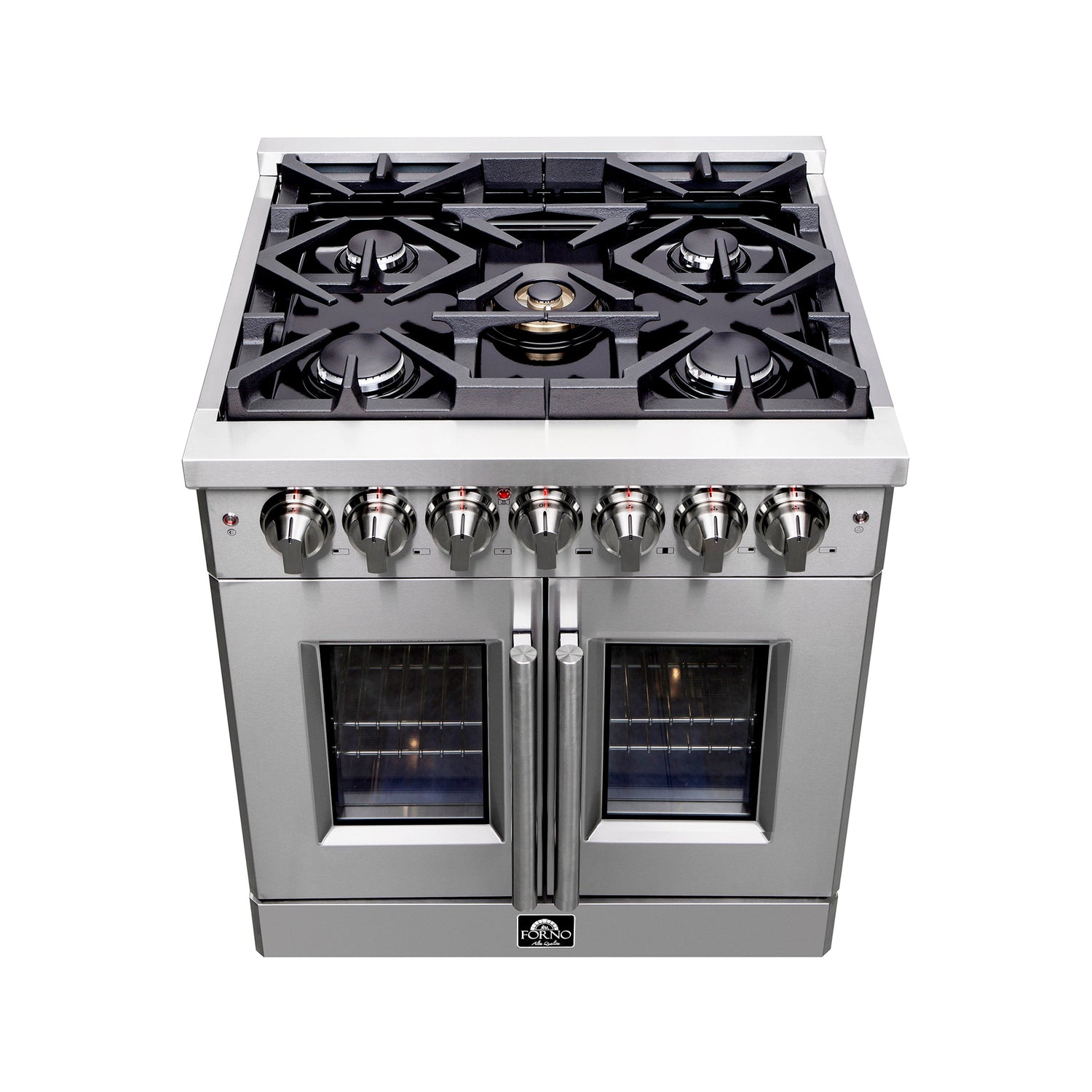 FORNO Massimo 30″ 4.32 cu. ft. Freestanding French Door Dual Fuel Range with 5 Burners, FFSGS6325-30