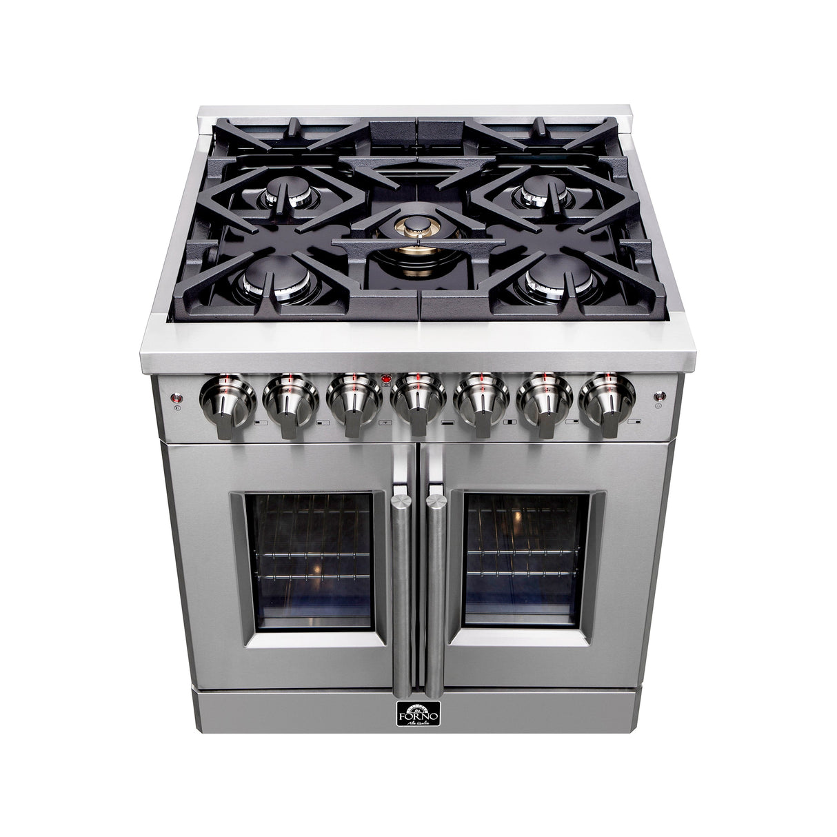 FORNO Massimo 30″ 4.32 cu. ft. Freestanding French Door Dual Fuel Range with 5 Burners, FFSGS6325-30