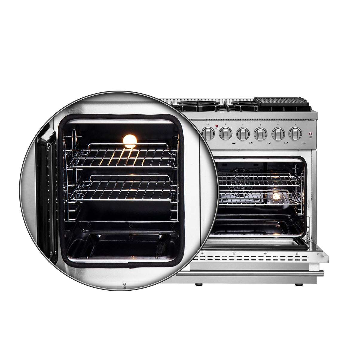 FORNO Galiano 48" 6.58 cu. ft. Dual Fuel Range with French Door in Stainless Steel, FFSGS6356-48