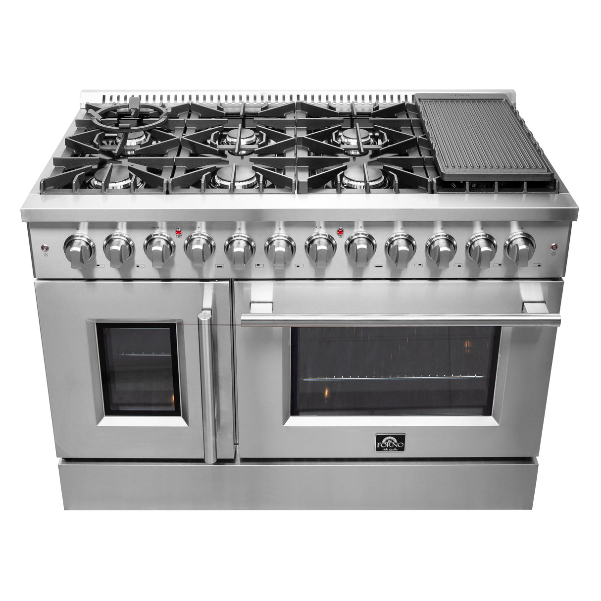FORNO Galiano 48" 6.58 cu. ft. Dual Fuel Range with French Door in Stainless Steel, FFSGS6356-48