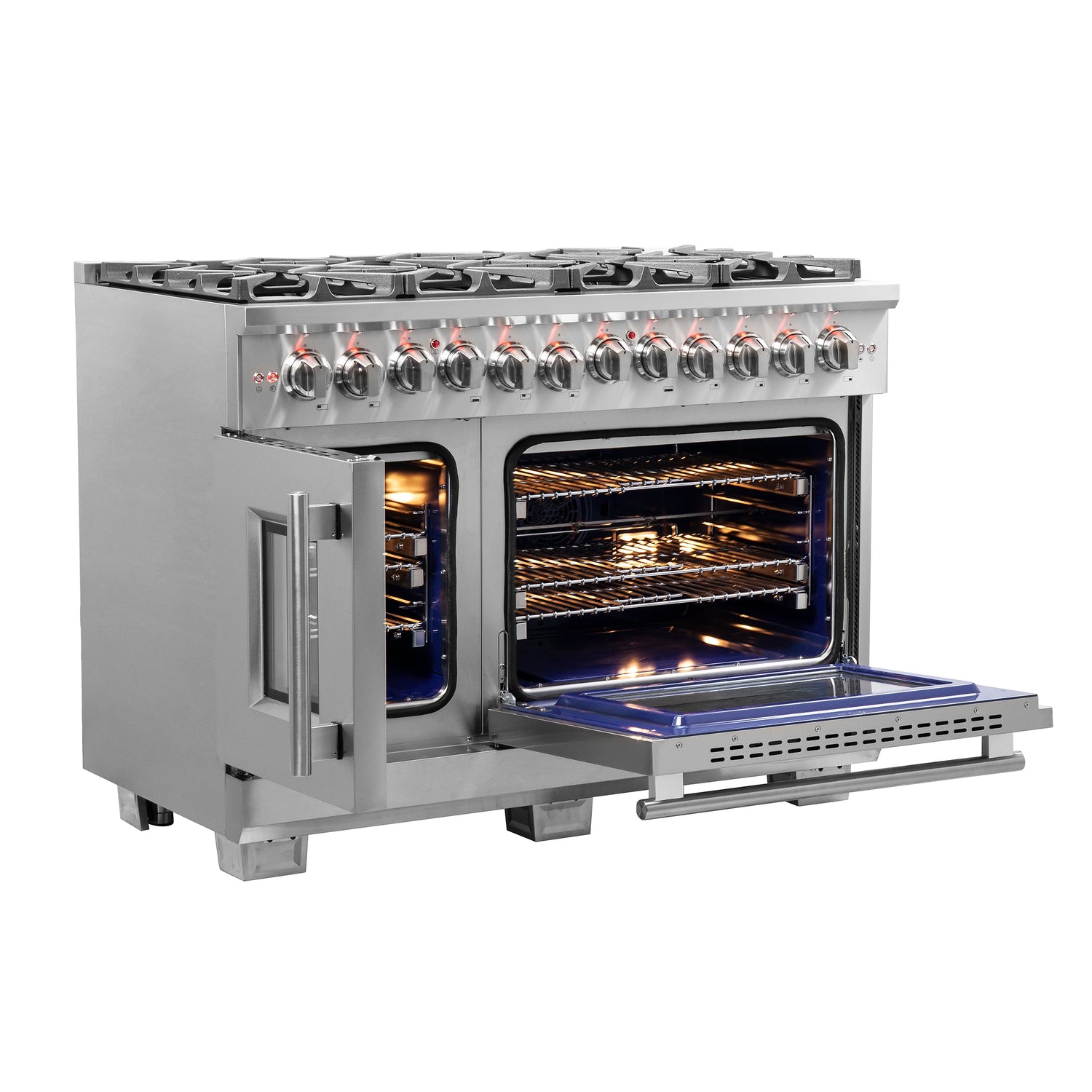 FORNO Capriasca 48" 6.58 cu. ft. Dual Fuel Range with French Door and 8 Sealed Burners, FFSGS6387-48