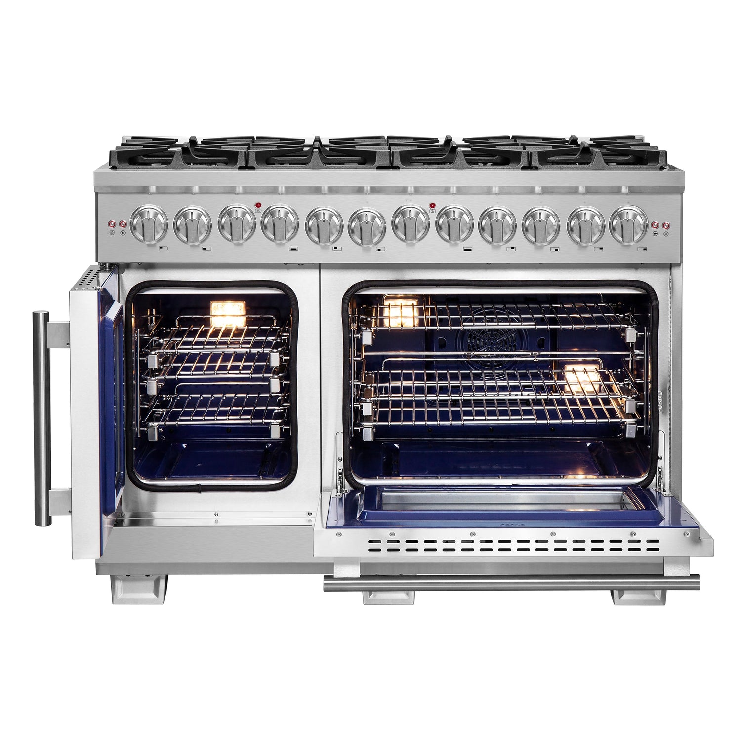 FORNO Capriasca 48" 6.58 cu. ft. Dual Fuel Range with French Door and 8 Sealed Burners, FFSGS6387-48