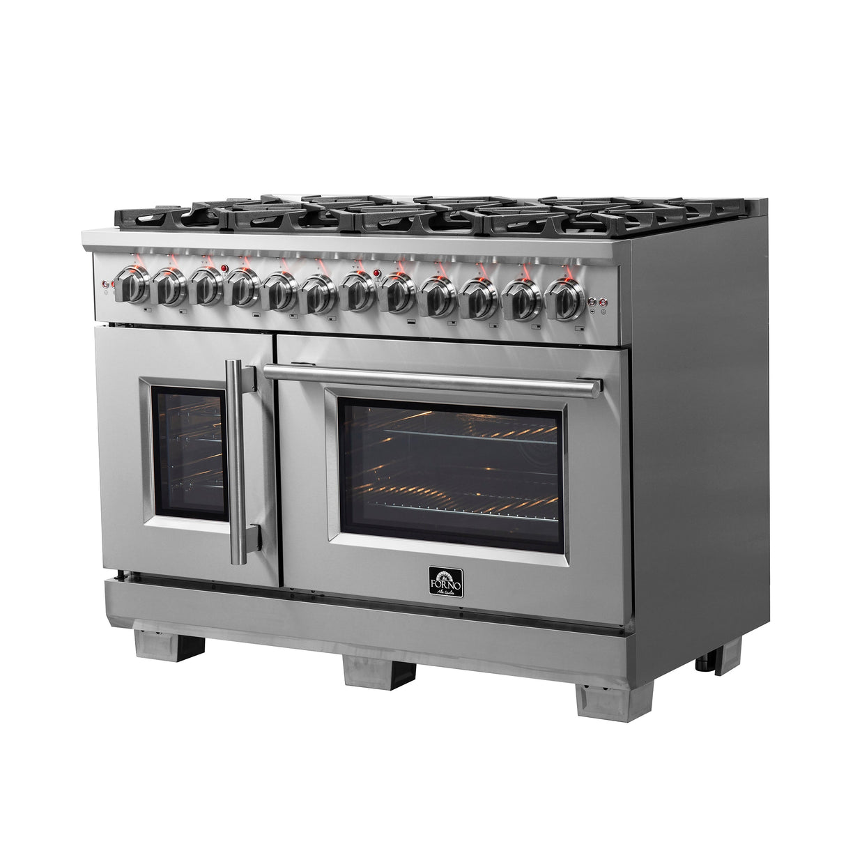 FORNO Capriasca 48" 6.58 cu. ft. Dual Fuel Range with French Door and 8 Sealed Burners, FFSGS6387-48