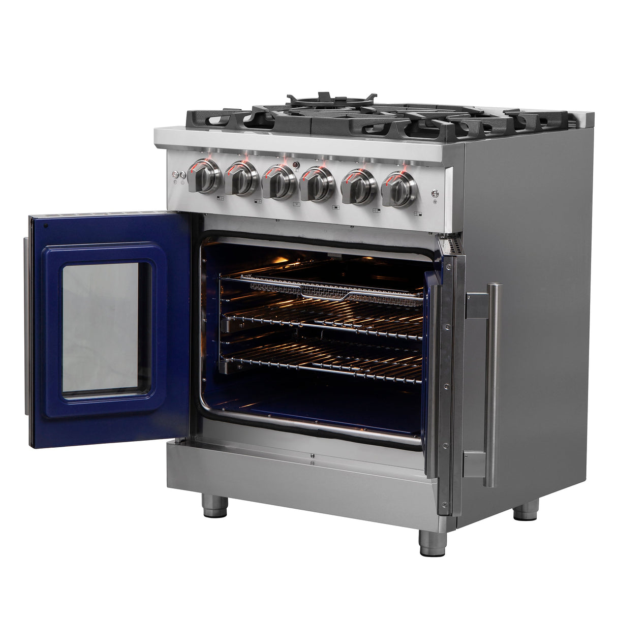 FORNO Massimo 30″ 4.32 cu. ft. Freestanding French Door Gas Range with 5 Burners, FFSGS6439-30