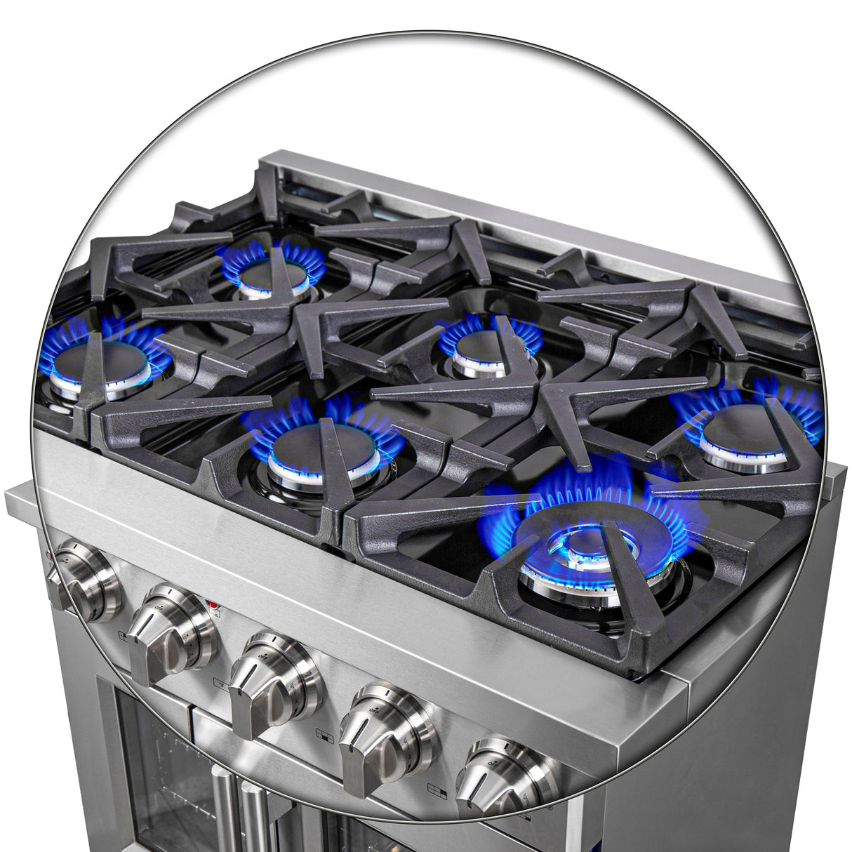 FORNO Massimo 36" 5.36 cu. ft. Freestanding French Door Gas Range with 6 Burners, FFSGS6439-36