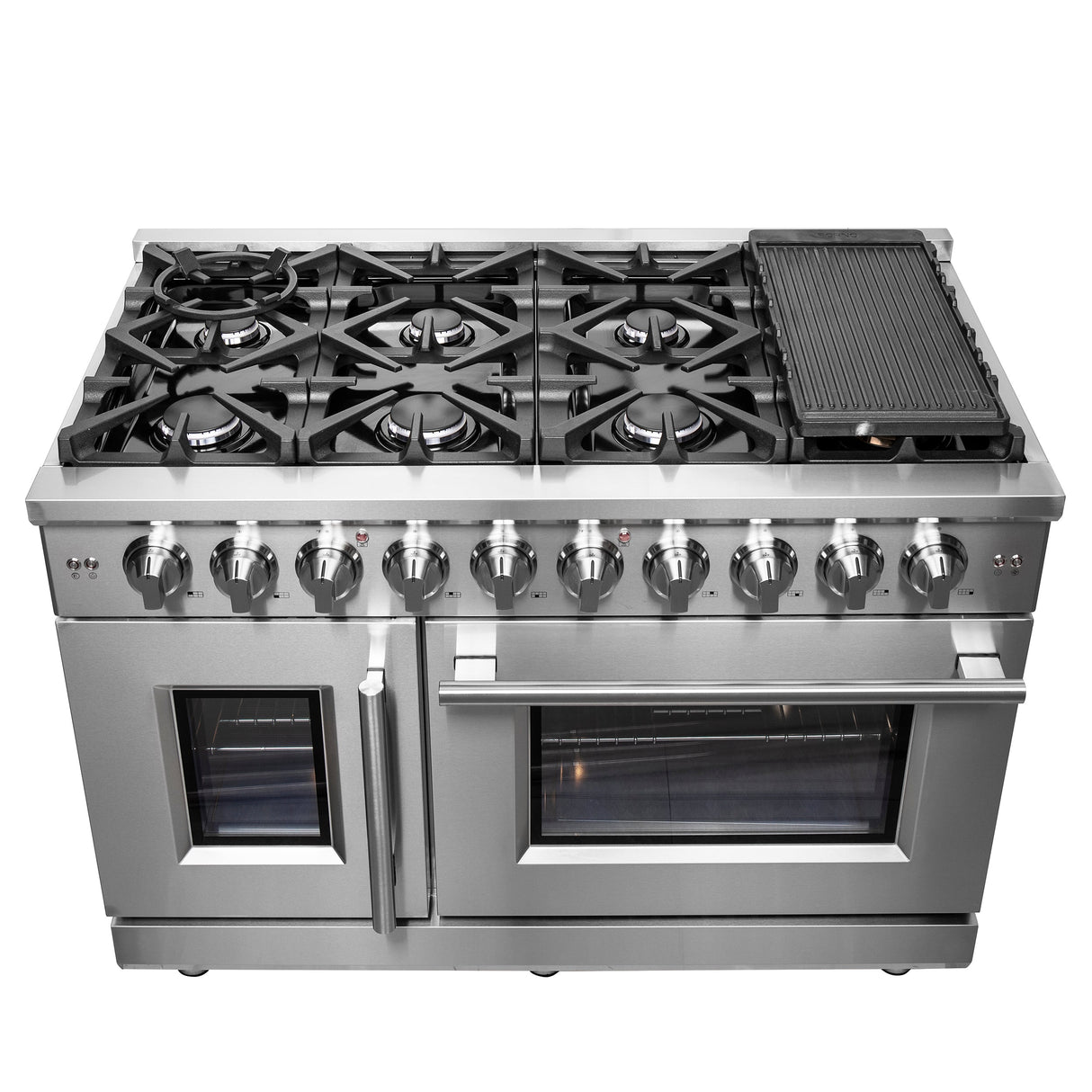 FORNO Massimo 48″ 6.58 cu. ft. Freestanding French Door Gas Range with 8 Burners, FFSGS6439-48
