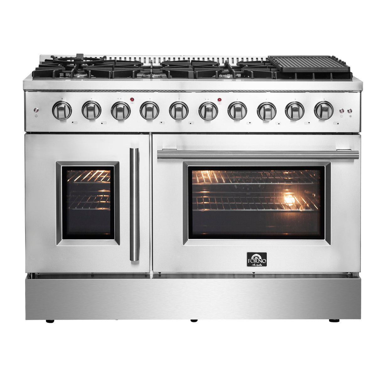 FORNO Galiano 48" 6.58 cu. ft. Freestanding Gas Range with French Door and 8 Burners, FFSGS6444-48