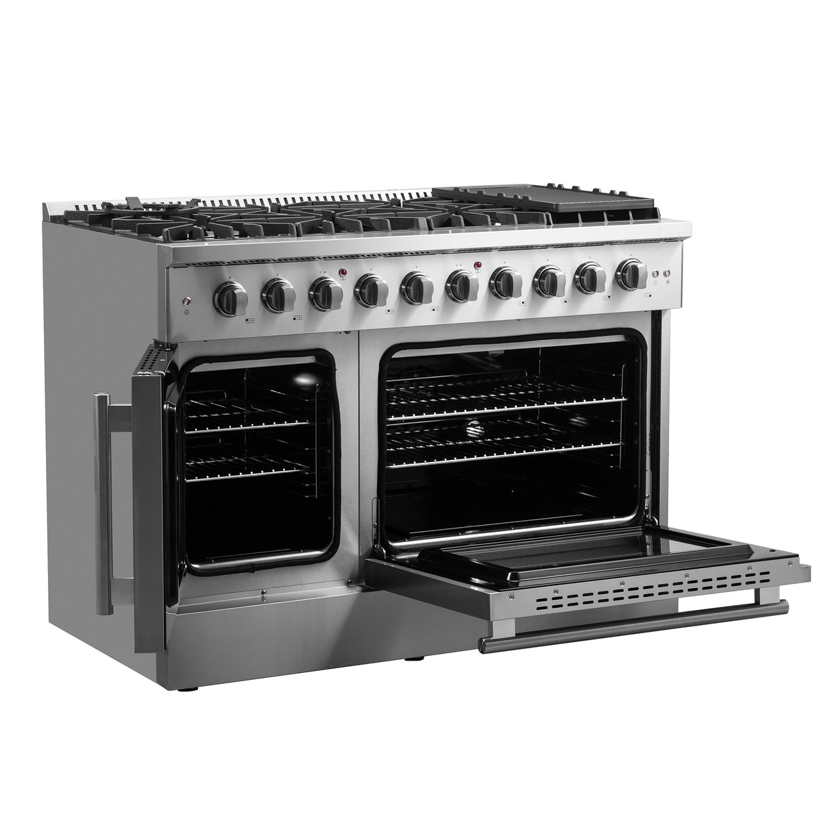 FORNO Galiano 48" 6.58 cu. ft. Freestanding Gas Range with French Door and 8 Burners, FFSGS6444-48