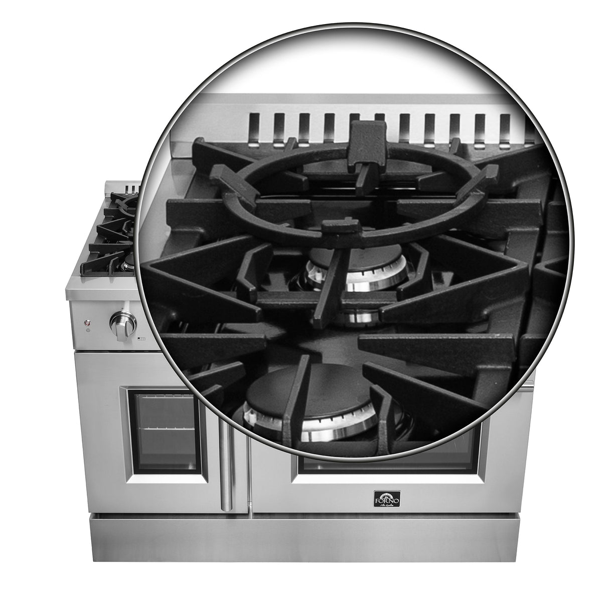 FORNO Galiano 48" 6.58 cu. ft. Freestanding Gas Range with French Door and 8 Burners, FFSGS6444-48