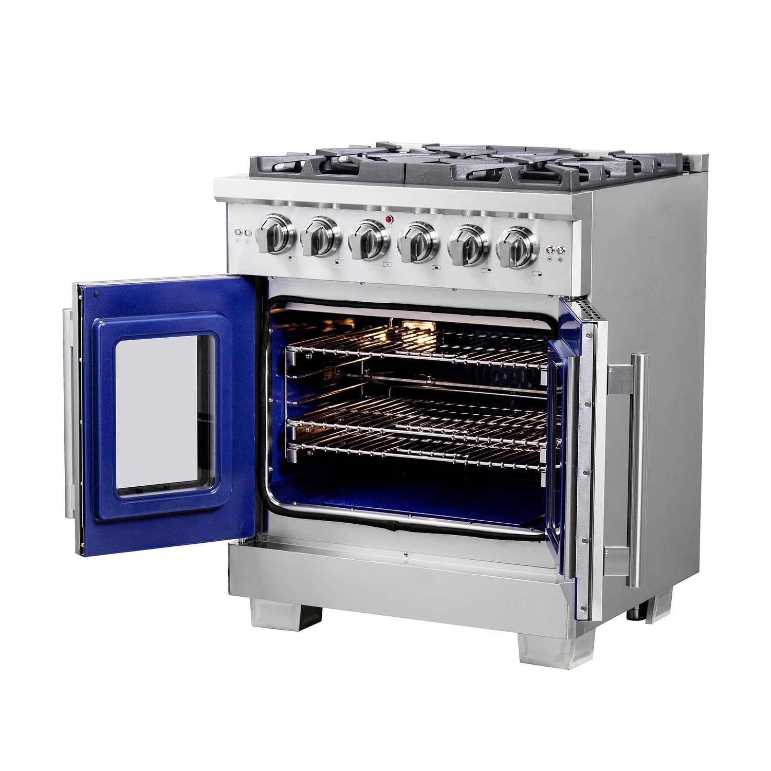 FORNO Capriasca 30" 4.32 cu. ft. Professional Gas Range with French Door and 5 Sealed Burners, FFSGS6460-30