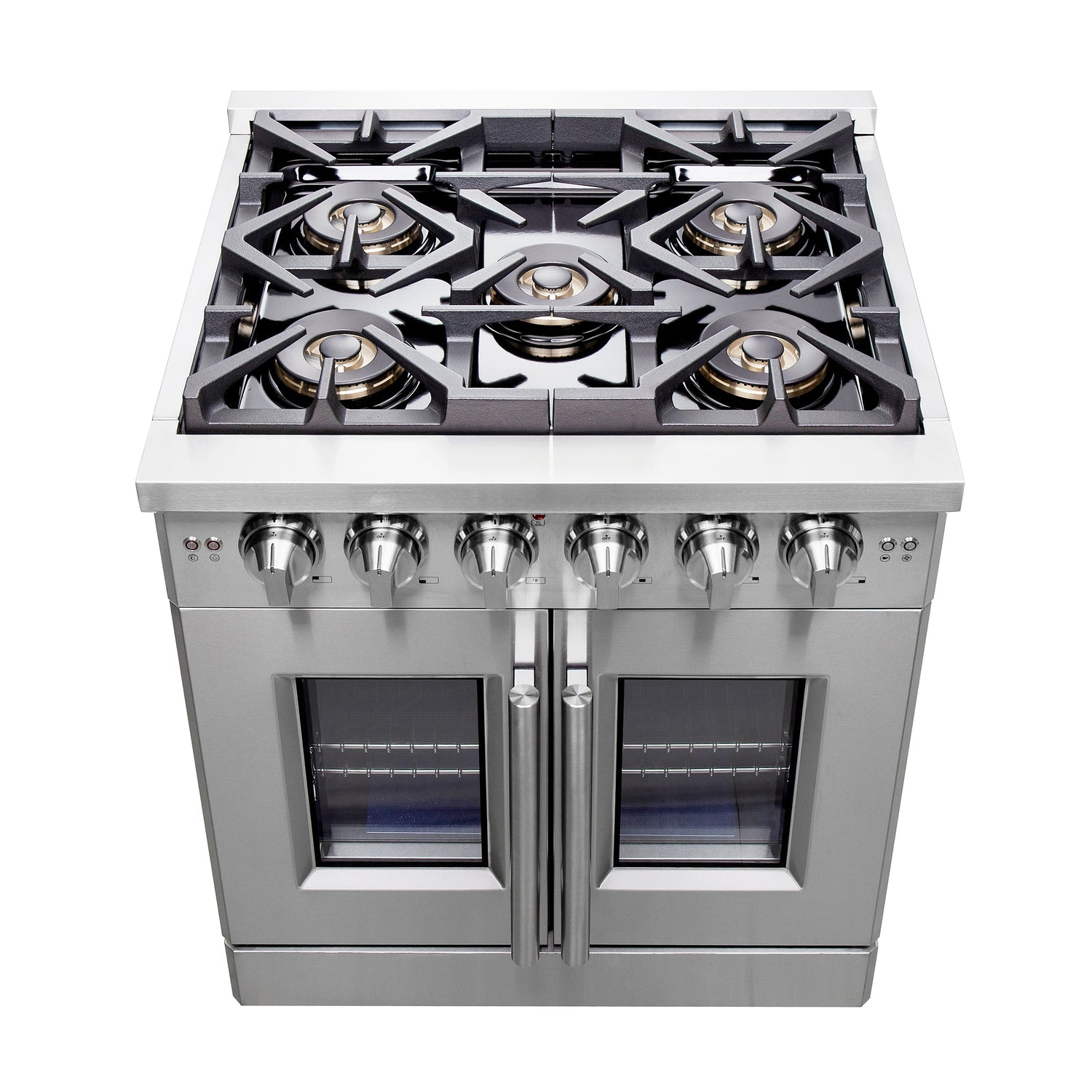 FORNO Capriasca 30" 4.32 cu. ft. Professional Gas Range with French Door and 5 Sealed Burners, FFSGS6460-30