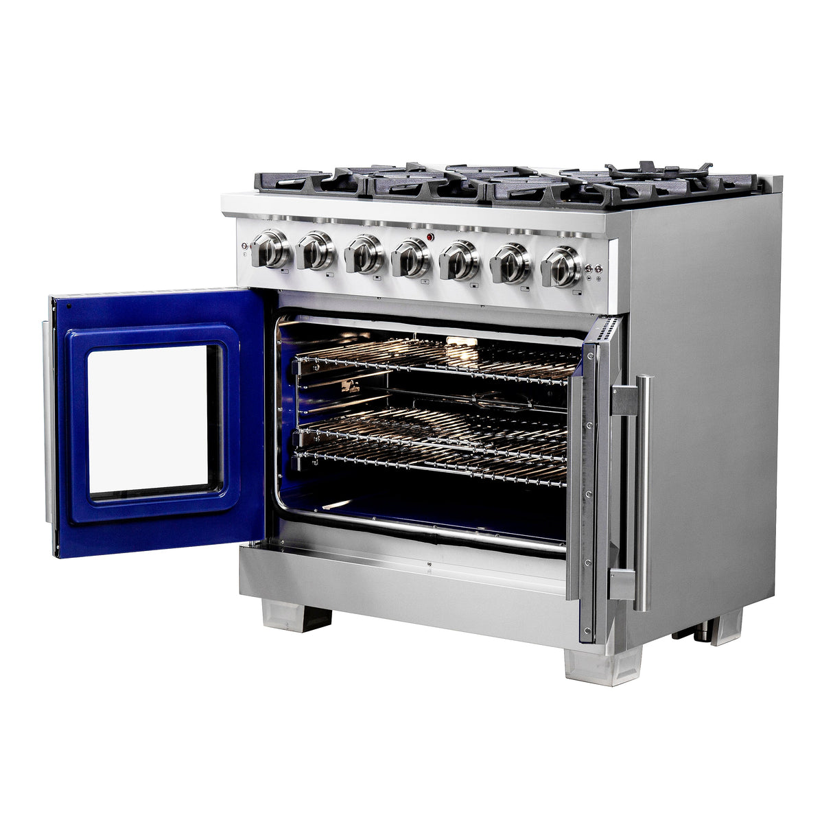 FORNO Capriasca 36" 5.36 cu. ft. Professional Gas Range with French Door and 6 Sealed Burners, FFSGS6460-36