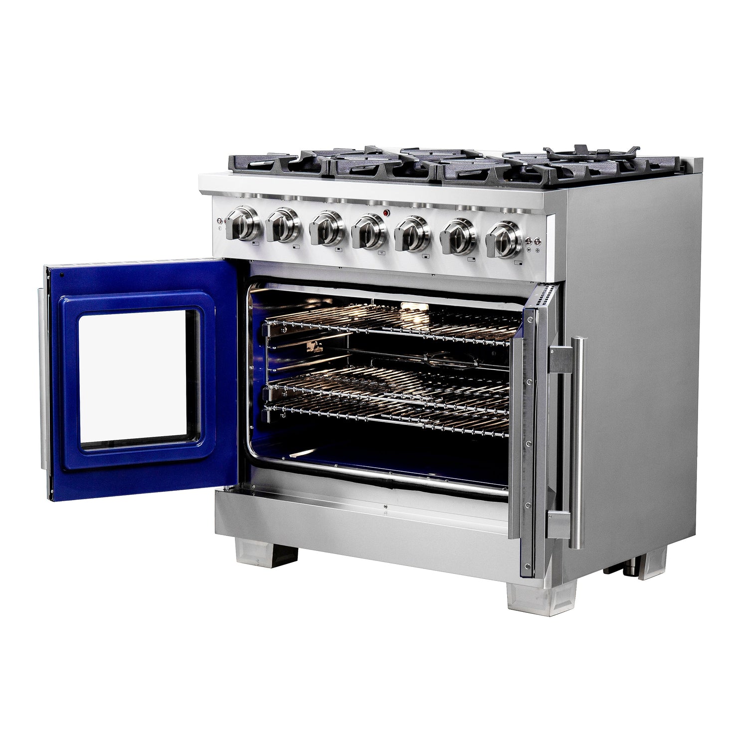FORNO Capriasca 36" 5.36 cu. ft. Professional Gas Range with French Door and 6 Sealed Burners, FFSGS6460-36