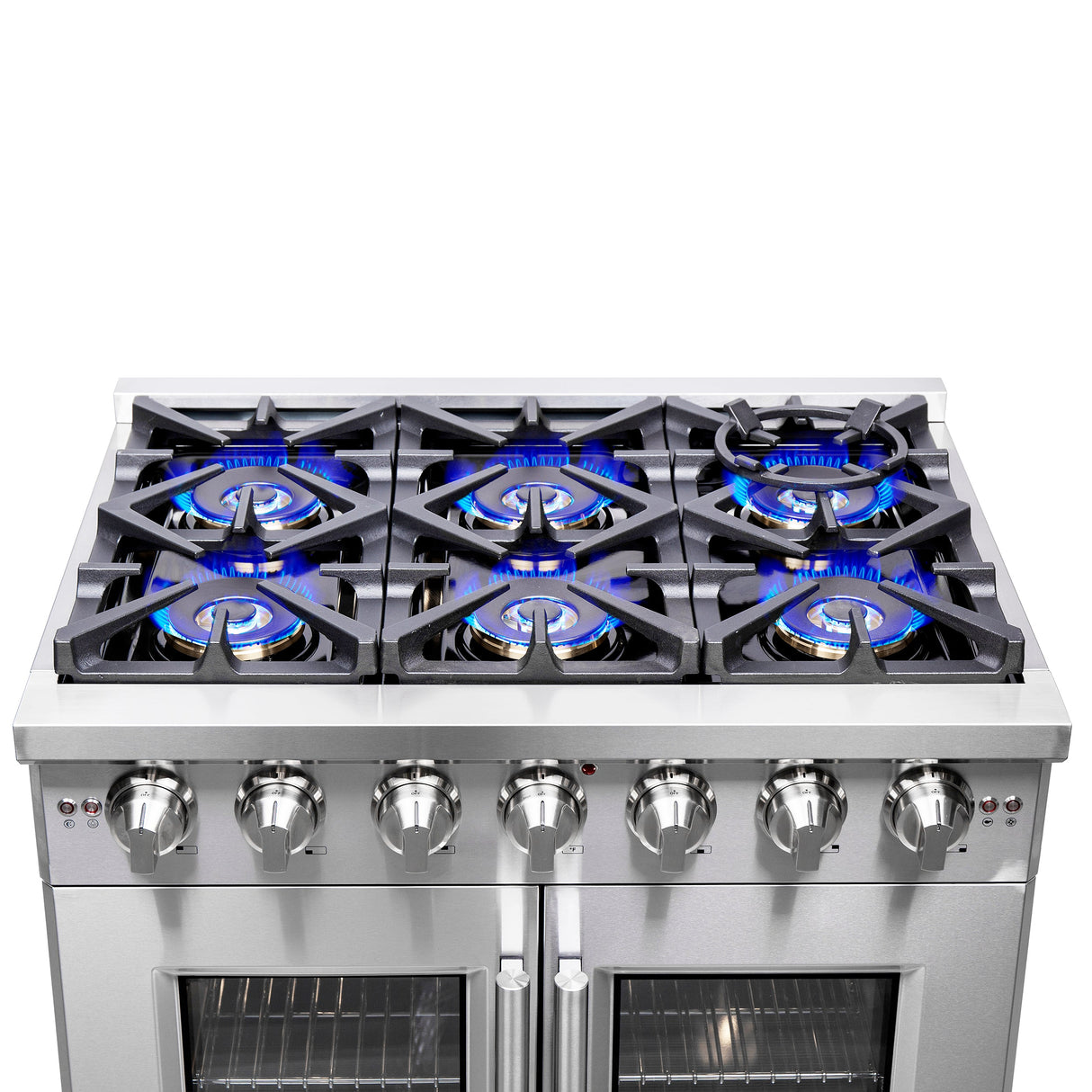 FORNO Capriasca 36" 5.36 cu. ft. Professional Gas Range with French Door and 6 Sealed Burners, FFSGS6460-36