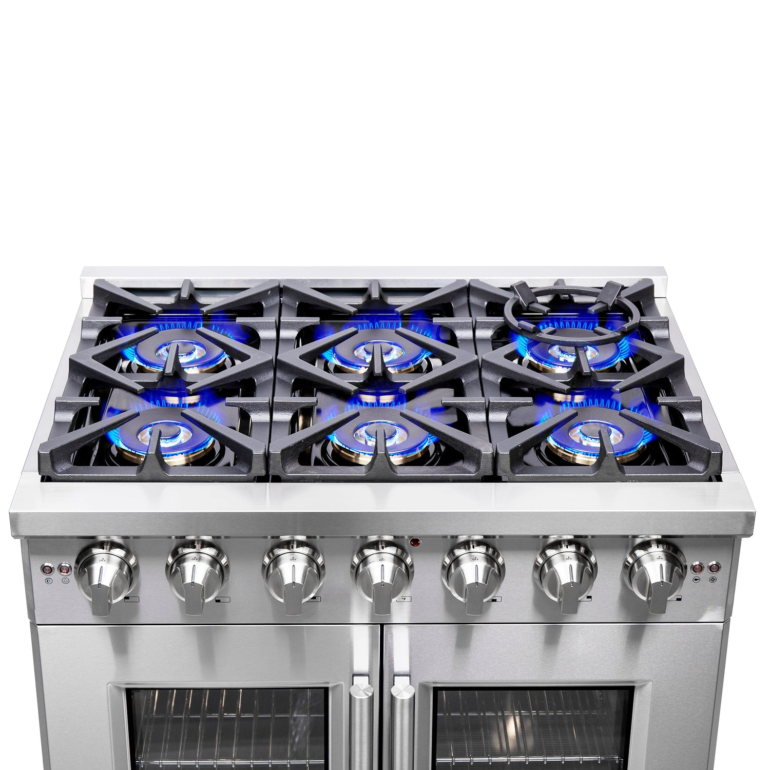 FORNO Capriasca 36" 5.36 cu. ft. Professional Gas Range with French Door and 6 Sealed Burners, FFSGS6460-36