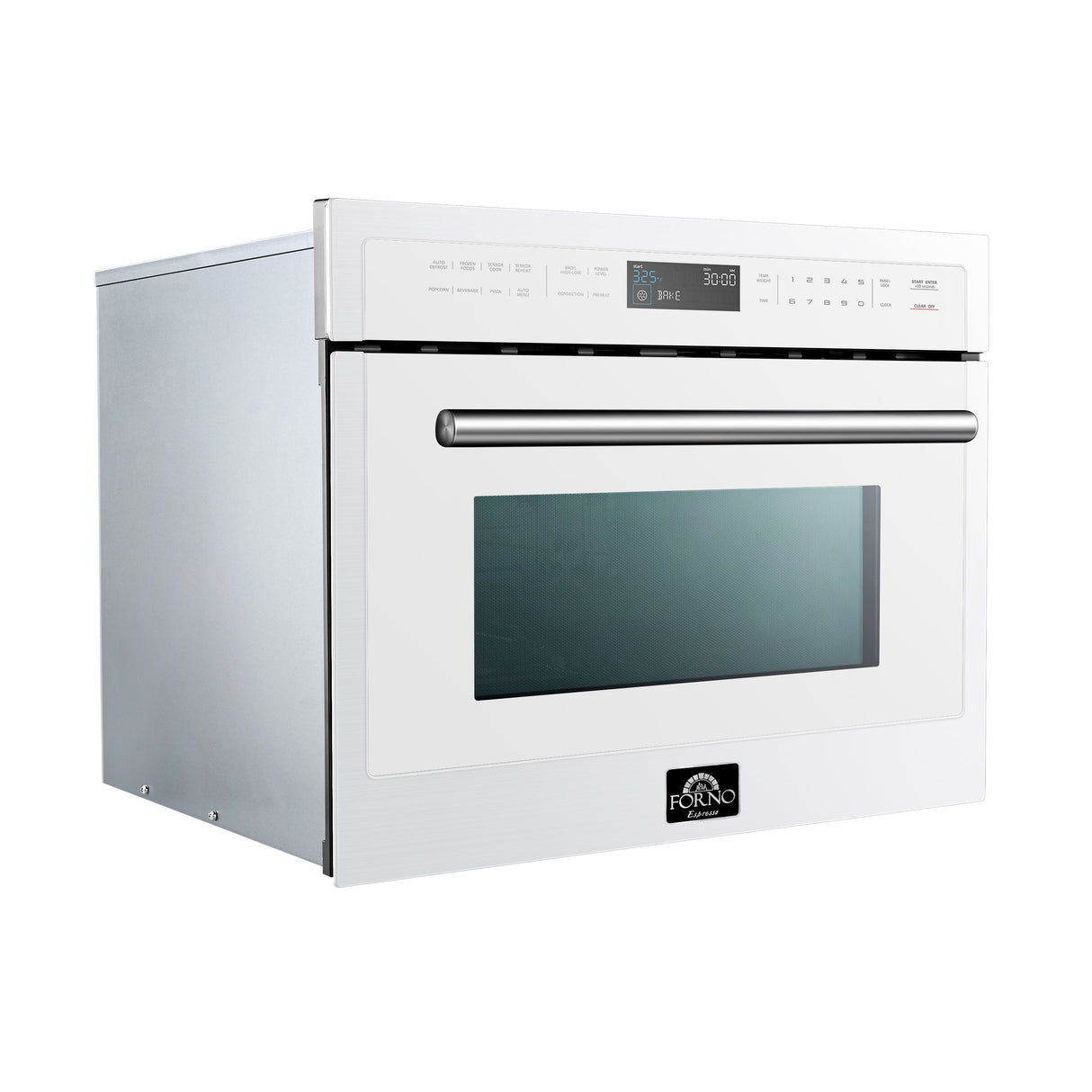 FORNO Espresso Oliena 24" 1.6 cu. ft. Built-In Microwave Oven in White with Silver Handles, FMWDR3093-24WHT