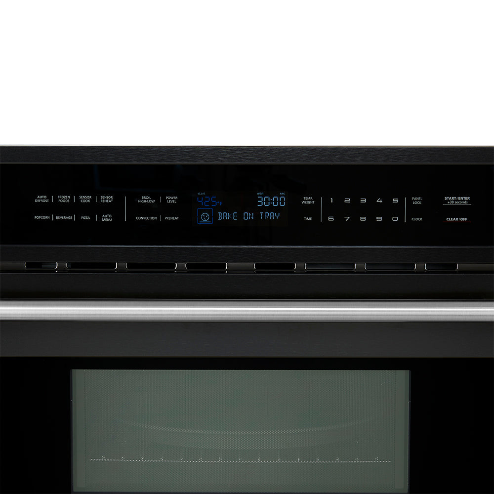 FORNO Espresso Oliena 30" 1.6 cu. ft. Built-In Microwave Oven in Black with Silver Handles, FMWDR3093-30BLK